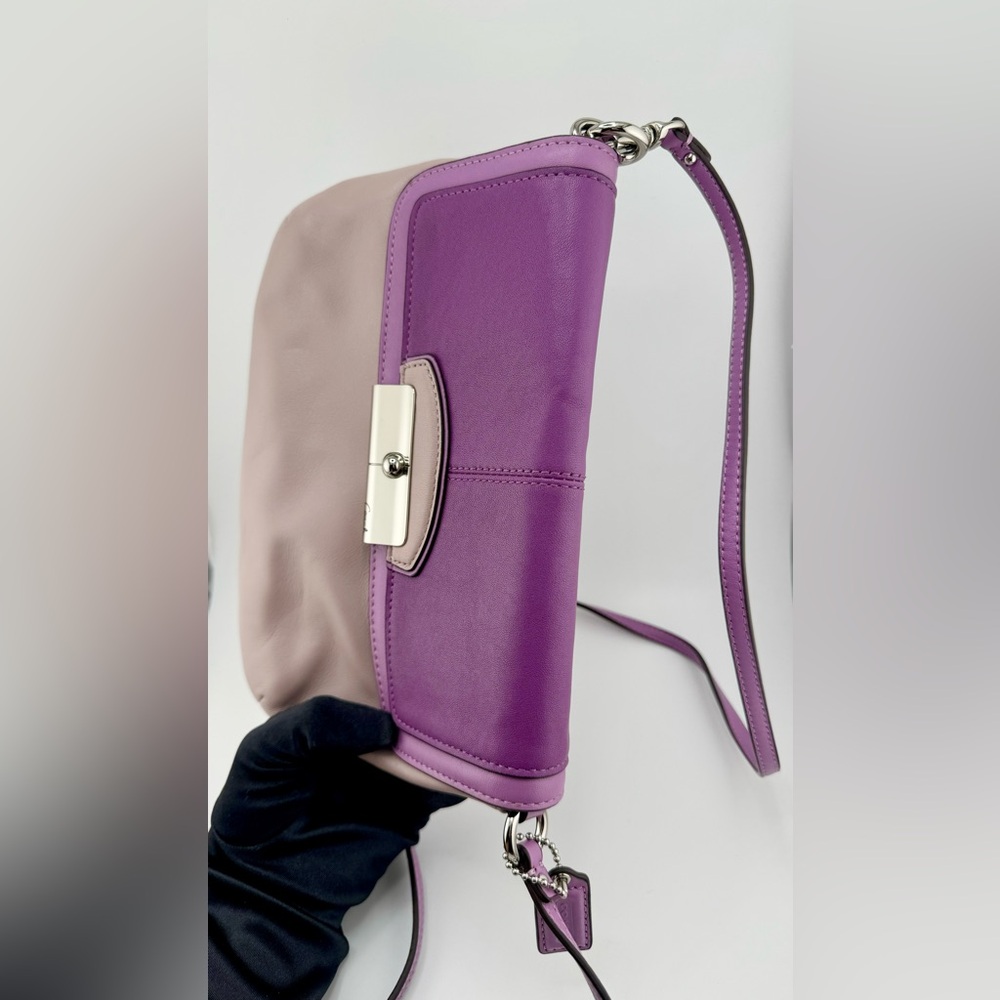 Coach Purple & Mauve Crossbody Bag Leather with Silver Hardware - Picture 5 of 12